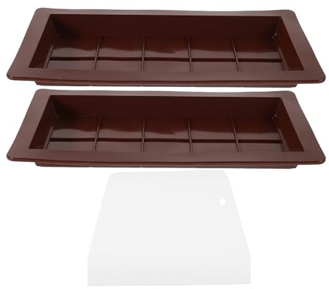 PRETYZOOM Silicone Chocolate Molds Set with Scraper, Deep Non-stick Candy Bar and Cake Moulds for DIY Homemade Desserts and Baking, 3pcs Silicone Food Preparation Mold Kit for Candy Making