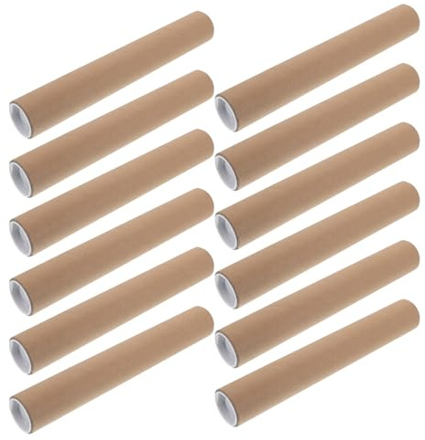 CALLARON 12 Stück Versandhülsen aus Papier mit Deckel 11 X 1 Runde Posteraufbewahrungsröhren für Sichere Verpackung und Vielseitigen Schutz von Drucken