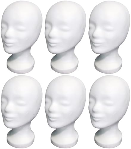 6-Pack FP - Styroporkopf Standard - TOP Marken-Qualität aus deutscher Herstellung - (weiss) (ohne Loch im Boden)