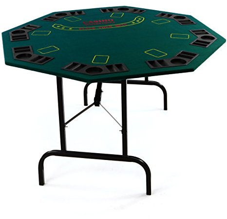 Nexos Trading Profi Casino Pokertisch klappbar 8-eckig L 120 x B 120 x H 72 cm, Getränkehalter Chiptrays Pokerauflage Tischauflage Klapptisch