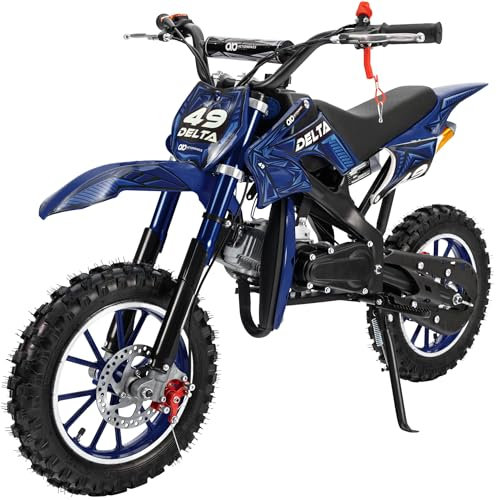 Actionbikes Motors Crossbike Delta 49 cc | 2-Takt 49ccm Motor bis 𝟒𝟎 km/h - Motorrad - Pocket Bike - Dirt Bike - Motocross - Pocketbike - Motorsport - Dirtbike - Enduro (Blau)