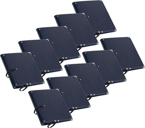 10x Classic Cantabile Notenmappe Deluxe - Chormappe aus Kunstleder für DIN A4, 8 Gummibänder für gefaltete DIN A3-Blätter, Ringelement, Handschlaufe, 335 x 280 mm - Blau
