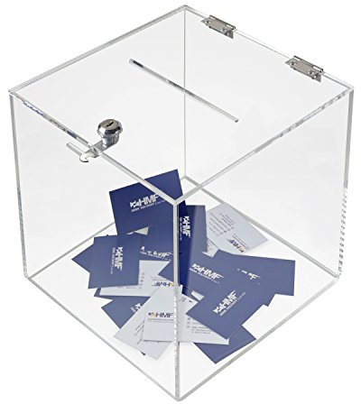 HMF 46917 Acryl Spendenbox mit Schloss | 25 x 25 x 25 cm | DIN A5 | Transparent