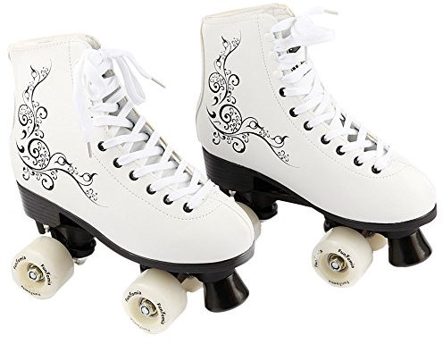 Rollschuhe / Discoroller von FunTomia in verschiedenen Größen 30 - 42 plus 16 Stück Mach1 ABEC-11 Kugellager (36, Weiß2)