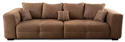Cavadore Big Sofa Mavericco / XXL Sofa im modernen Design / Inklusive Rückenkissen und Zierkissen / 287 x 69 x 108 cm (BxHxT) / Mikrofaser Braun