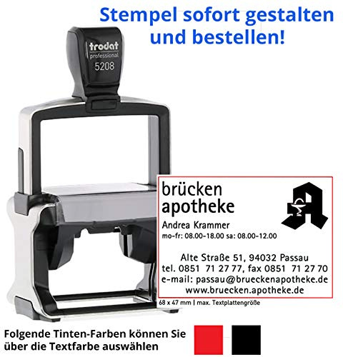 Stempel Trodat Professional 5208-68x47mm - 10-zeiliger Stempel, Metallstempel aus Edelstahl, sehr hochwertig, gleich Online gestalten!!! (Metall)