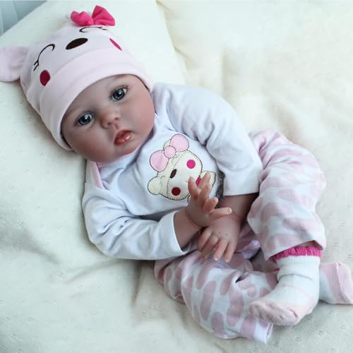 ZIYIUI Reborn Babypuppe 55 cm Lebensechte Weiche Vinyl Silikon Mädchen Handgemachte Spielzeugsimulation Neugeborene Puppen Geburtstagsgeschenk-Kits