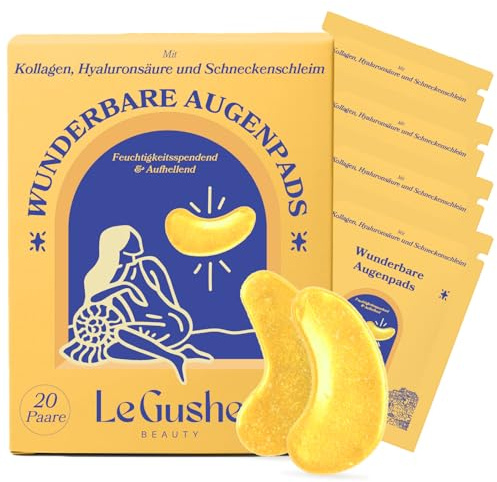 LE GUSHE - Augenpads Gegen Augenringe, Eye Pads / Augenpads Gegen Tränensäcke und Falten, Erfrischende Augenmaske, Gel Eyepatches [20 Paare, Gold]