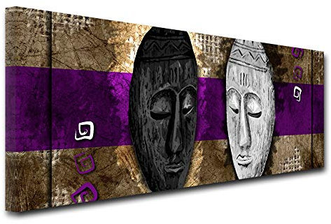 DECLINA - Cuadro Decorativo de Pared para salón Moderno, Marco Decorativo de Pared, Lienzo panorámico de decoración Africana, 80 x 30 cm, Lona, Morado, 150x60 cm