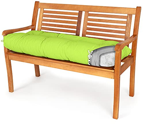 Spatium Bänkdyna, Bench kudde, Pad-kudde avtagbart örngott, vattentåligt, resistent mot fläckar 30 storlekar i 7 färger (120 x 60 x 10cm, äppelgrön)