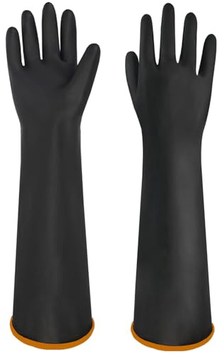 JustSeen Chemical Resistant Latex Gloves,Industrial Heavy Duty Work Rubber Glove,XL Size 22‘’One Pair