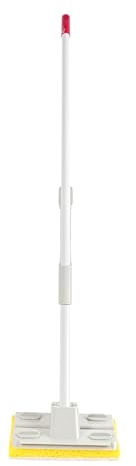 Kleeneze KL077332UFEU7 Self Wringing Sponge Mop - Includes Extra Refill Sponge Head, Treated With Anti-Bac Protection To Resist Bacteria, Super-Absorbent, Flat Floor Squeeze Mop, Floor/Wall Cleaning