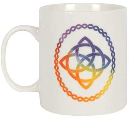 Stunning Rainbow Watercolour Knot Mug - 9cm x 12cm (1 Pc.) - Unique Artistic Design, Premium New Bone China Material - Perfect for Everyday Use