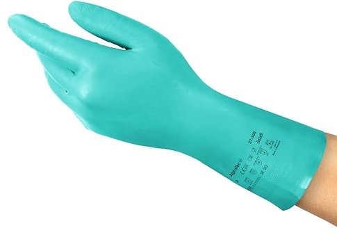 Ansell AlphaTec 37-300 Guanti da Lavoro in Nitrile, Protezione Multiuso per Usi Alimentari, Domestici e Professionali, Guanti Riutilizzabili Senza Lattice, Verde, Taglia M (12 Paia)