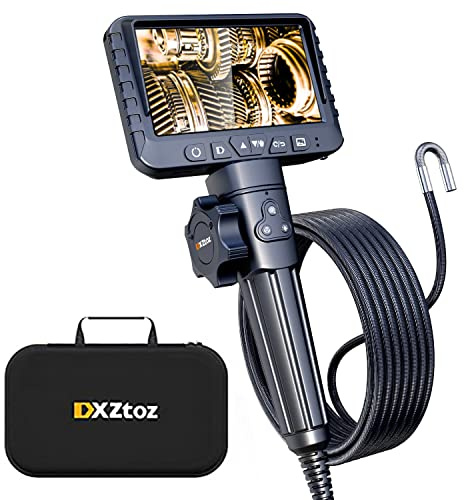DXZtoz 10FT Articulating Borescope with Light, Two-Way Steering Industrial Endoscope Inspection Camera 0.33in Fiber Optic Snake Camera Waterproof for Electriction Wall Pipeline Inspection