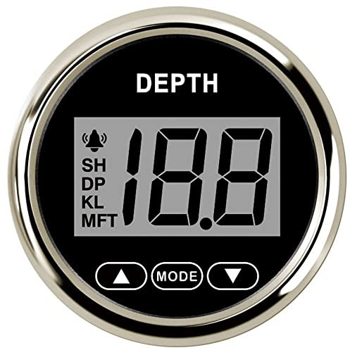 JINGERL 52MM Depth Gauge Pulse Signal Digital Depth Meter Waterproof Marine Boat Depth Meter Rang 100M With White Backlight For Yacht (Color : BS)