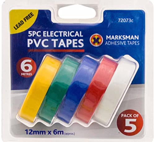 VapourOn 5x Insulating Tape PVC Electrical Tape 12mm*6m Waterproof Adhesive Gaffer Tape, PVC Flame Retardant Insulation Tape for Indoor and Outdoor, to Wire Projects and Repairs