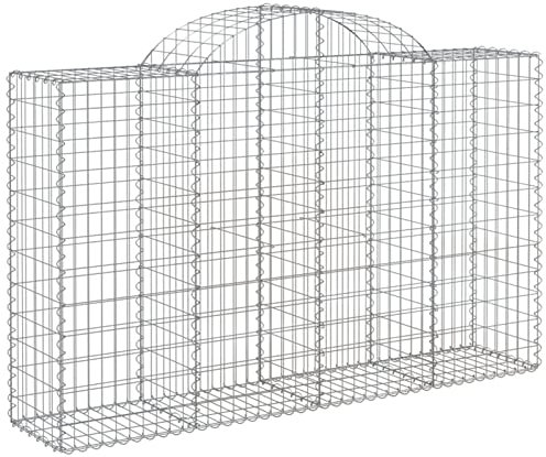 Tidyard Cesto di gabbioni ad arco a parete di gabbione Gabbia in pietra per giardino patio o balcone, 200 x 50 x 120/140 cm ferro zincato