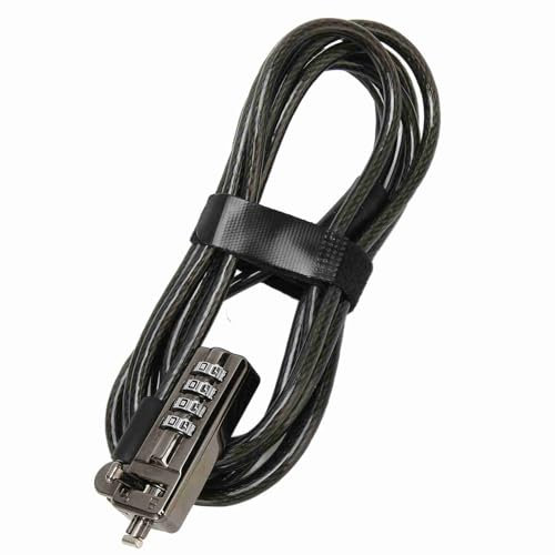 Garsent Laptop Cable Lock, 4 Digit Combination Lock, Anti Theft Locking Cable, Security Cable Adjustable, for for NANO Hole Laptops (Black)