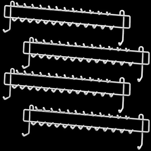 Gisafai 4 Pcs Tie Rack Organizer Wall Mounted Belt Holder Rack for Closet with Rubber Tips 100 Hooks in Total Hanging Organizer Hanger for Ties, Belts, Scarves, Jewelry, Necklaces