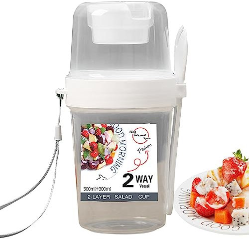Fulenyi Réutilisable Bol Muesli a Emporter sans BPA Yaourt to Go, Lave-Vaisselle, Boite Repas à Emporter Boite Yaourt Muesli to Go avec Cuillère et Couvercles, Bol Yaourt a Emporter