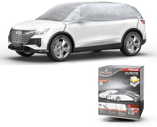 WALSER Telone per Auto All Weather Basic, Resistente alle Intemperie, Impermeabile, Mezzo Garage Misura XL Argento