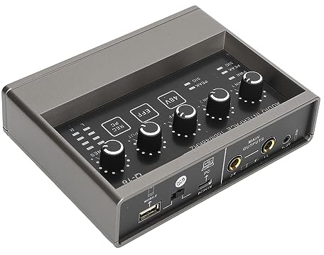 Mezclador deProfesional Tarjeta de Sonido con Reverberación, Efectos, Cambiador de Voz, USB Tipo C, Calidad de Sonido HiFi, Grabación Móvil para Streaming/podcasting/Juegos