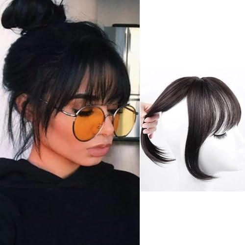 HSAJS Natürlicher Pony Haarteil Clip Fransen Haarersatz Haarverlängerung Echthaar Optik Haarstück Blond