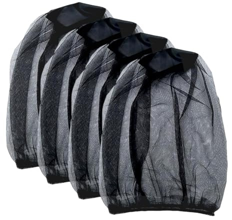 4 Pcs Face Mesh Nets Mosquito Protection Nets Mosquito Hats Black Head Net Covers Face Netting Covers Large Outdoor Head Mesh Hats for Women Men