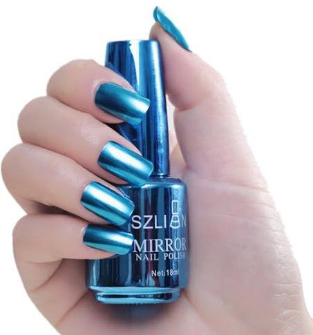 Metallic UV Nagellack Mit Spiegeleffekt - Langanhaltender Chrom Nail Art Für Gelnägel - Leuchtendes Grün Blau Farbgel - Neon Sommerfarben 18ml (J, 18ML)
