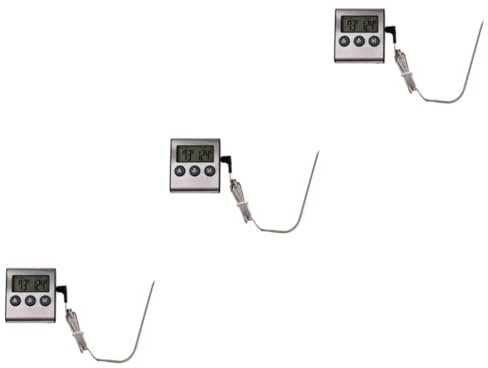 ABOOFAN 3pcs Digital Bbq Meat Thermometer Kitchen Grill Smoker Thermometer Alarm Hibachi Grill Tool