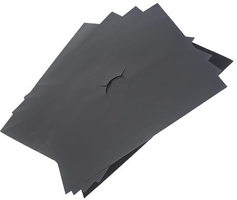 Homoyoyo 5pcs Revêtements de Protection pour Plaques de Cuisson à Gaz en Ptfe Résistant, Réutilisables Trou Central Précoupé, Accessoires Pratiques Cuisine