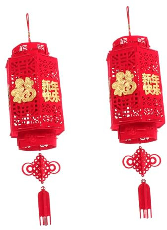 KITANDOVE 2stücke Chinesische Neujahr Laternen Faltbare Dekorative Frühlingsfest Pendants Kreative Hängedekoration Für Festlichkeiten Und Feiern Einfache Installation