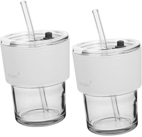 TOPBATHY 2 Pezzi di di Bottiglie di Succo Cannucce di caffè di Occhiali di Acqua Trasparente Coperta di Muratore Bicchieri da caffè di