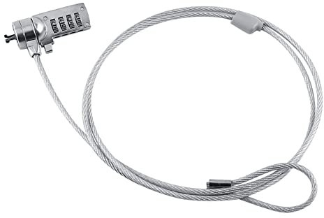 Candado de Seguridad con Combinación para Ordenador Portátil, Cadena de Cable, Disuasivo de Robo, Contraseña de 4 Dígitos para Notebook y PC