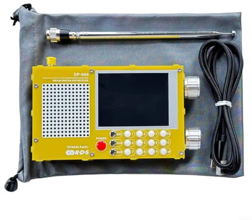 TEF6686 - Receptor de radio digital, radio FM AM portátil de onda corta, con pantalla táctil, función RDS, batería de 5000 mAh, larga espera (amarillo)