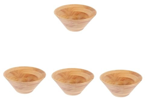 OKUMEYR 4pcs Wooden Salad Bowl Large Serving Bowl Rustic Style for Kitchen for Dishes