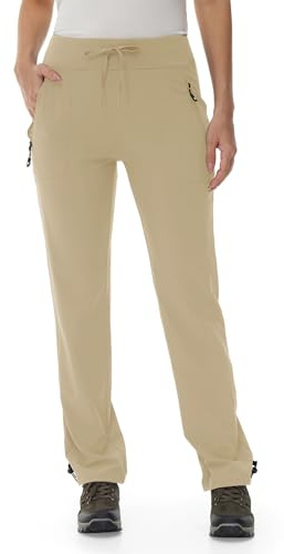 donhobo Pantalon de randonnée pour femme - Léger - Séchage rapide - Respirant - Protection UV - Stretch - Pantalon de trekking - Pantalon fonctionnel, Kaki clair., M