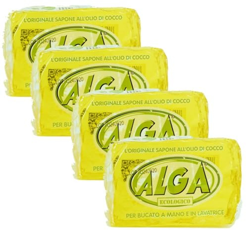 Alga Sapone Ecologico, Detersivo per Bucato a Mano e Lavatrice, 100% Naturale - 4 x 400gr