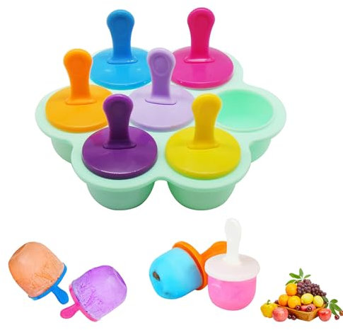 Fengyang® Multifuncional Moldes De Paletas, Mini Moldes Helados Silicona, Mini Popsicle Mold Sin BPA, Reutilizable Poleras Helado, para Bebés, Hielo, Chocolate, Paletas De Hielo, Helado (green)