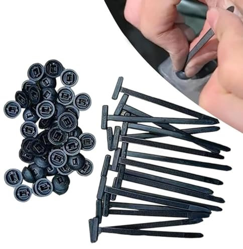 100 hebillas universales de nailon para bridas de cables, resistentes, con diseño de perno y botón, herramienta de atadura multiusos para reparación diaria de automóviles