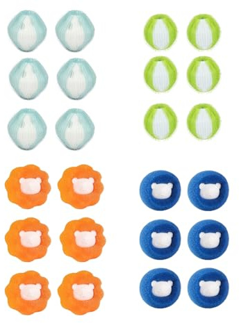 24 Pcs Pet Hair Remover Washing Machine, Reusable Laundry Balls, Pet Hair Dissolver Washing Machine Pet Hair Dissolver Green, Blue, Orange for Clothes, Bedding, and More