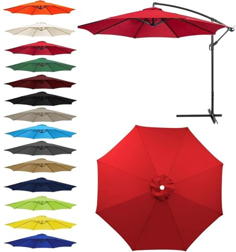 Toile de Rechange Imperméable pour Parasol Rond 2 à 3,5 m, 6 ou 8 Baleines | Polyester résistant parasol jardin/plage/terrasse, auvent rond remplaçable, structure non incluse (Bordeaux,2m/6-Ribs)
