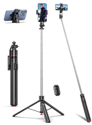 Treppiede Automatico da 178 cm, Bastone Selfie Estensibile per Telefono con Telecomando Magnetico Treppiede per Fotocamera vite da 1/4 da Selfie Viaggio Leggero per Compatibile iPhone Android