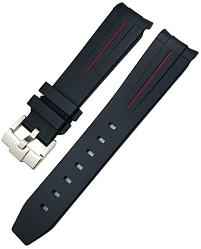 KGFCE 18mm 19mm 20mm 21mm 22mm Gummi Uhrenarmband für Omega Sxwatch Seamaster Speedmaster Planet Ocean Tissot gebogenes Ende Gummiband, 21mm, agate