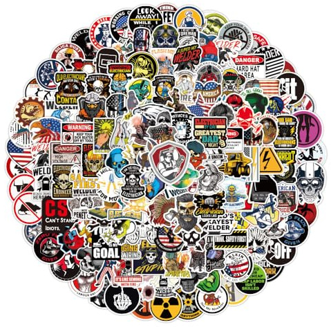 Dagmar 200 Stück Lustige Aufkleber Set für Schutzhelme, Wasserfeste Vinyl-Sticker für Schweißhelm, Werkzeugkiste, Elektriker und Mechaniker, Handwerker Geschenk