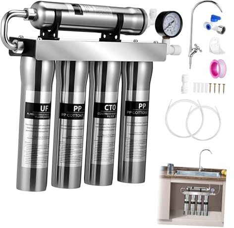 Yardenfun Filtro Per Acqua Cucina Ultrafiltrazione Rubinetto Depuratore Acciaio Inossidabile Impianto Filtraggio Domestico Acqua Potabile Installazione Facile Sedimenti Rimuove