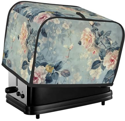 Toaster Cover 4 Slice with Floral Pattern Bakeware Protection TC705 | Dustproof Wide Slot Reusable for Kitchen Small Appliance