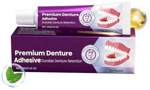Zahnprothesenhaftcreme Maximale Haftung | 40g Reparatur Polster Dichtungs Stabilisator | Zahnprothesencreme Für Sicheren Halt - Für Tägliche Reise Zuhause Träger Frauen Männer