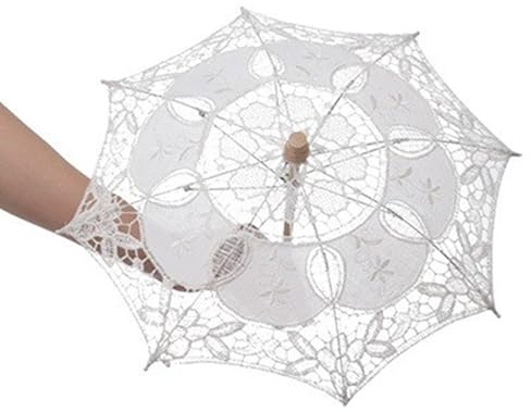 HINAYOSAN Paraguas transpirable delicado patrón de flores de encaje efecto visual, resistente al sol para fotografía, decoración de baile, paraguas para fiesta de noche, paraguas para mujer, blanco, C